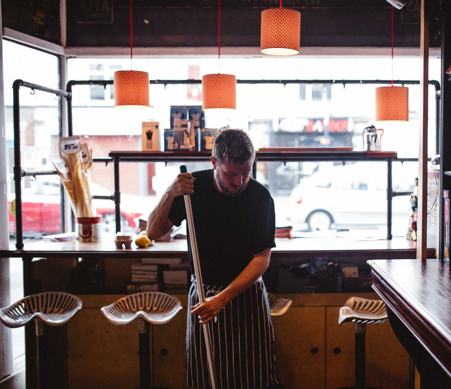 sweeping the shop floor