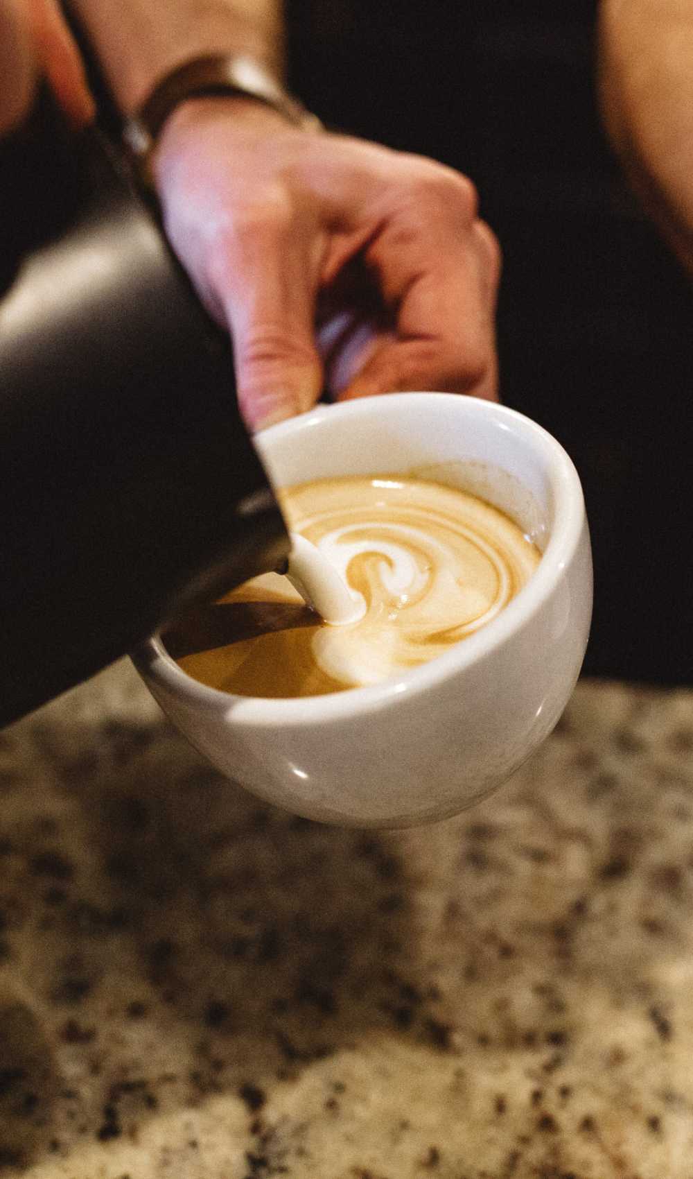 silky coffee being poured